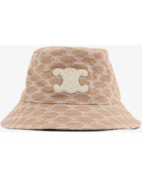 Celine - Cotton Hat With Triomphe Logo All-Over - Lyst