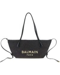 Balmain - Track Small Rafia Tote - Lyst