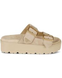 Prada - Suede Leather Sandals - Lyst