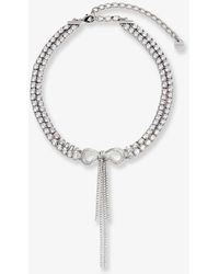 Self-Portrait - Self Portrait Double Crystal Bow Choker - Lyst