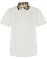 Burberry - T‑Shirt With Front Logo, Cotton T-Shirts - Lyst