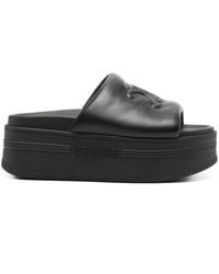 VIP【送料関税込】CELINE BLOCK LEATHER SLIPPERS Celine Block Leather Slippers in White | Lyst