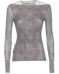 Jean Paul Gaultier - Body Shadow And Prince Of Wales Print Mesh Top - Lyst