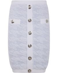 Balmain - Buttoned Tweed Knee Length Skirt - Lyst