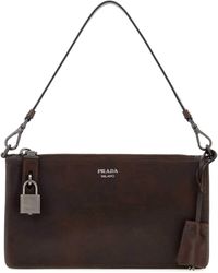 Prada - Leather Card Holder With Handle, 20Cm X 11Cm X 4Cm - Lyst