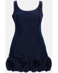Self-Portrait - Denim Mini Dress With 3D Flowers - Lyst