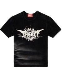 【DIESEL】 ディーゼル T-shirt with winged Diesel foil print Women's T-shirt with winged Diesel foil print | Blue | Diesel