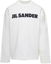 Jil Sander - Crewneck Sweatshirt With Contrasting Logo Print - Lyst