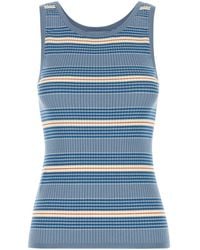 Prada - Embroidered Stretch Cotton Blend Tank Top - Lyst