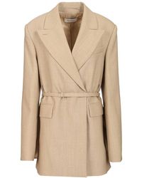 Sportmax - Long Double-Breasted Wool Blazer - Lyst