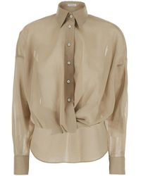 Brunello Cucinelli - Shirt With Classic Collar And Monil Detail On The Collar - Lyst