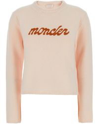 Moncler - Knit Crewneck Sweater With Logo Lettering Embroidery On The Front - Lyst