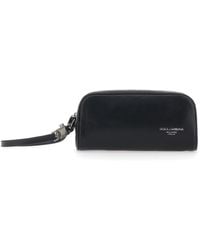 Dolce & Gabbana - Clutch With Wrist Strap And Logo Lettering On The Front - Lyst