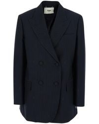 Fendi - Double-Breasted Jacket With Peak Revers And Pinstripe Motif - Lyst