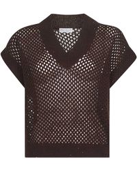 Brunello Cucinelli - Dazzling Mesh V-Neck Sweater - Lyst