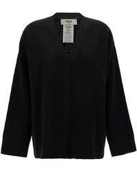 Fendi - Reversible Cardigan With Jacquard Ff Motif - Lyst