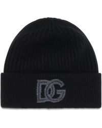 Dolce & Gabbana - Dolce & Gabbana Logo English Rib Knit Beanie - Lyst