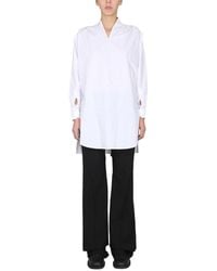 Raf Simons - V-Neck Cotton Top With Bow-Detail Collar - Lyst