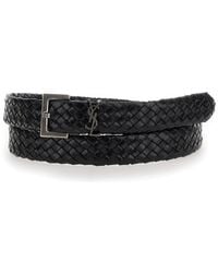 Saint Laurent - 'Cassandre' Belt With Logo Detail - Lyst