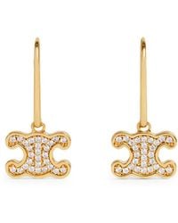 Celine - Triomphe Earrings With Brass Rhinestones With Finish And Crystals - Lyst
