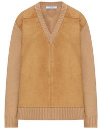 Prada - Wool And Cashmere Sweater With Suede Inserts - Lyst
