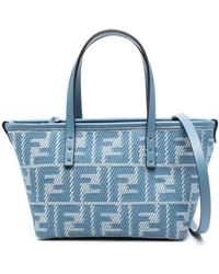 Fendi - Denim-Effect Ff Jacquard Roll Mini Bag - Lyst