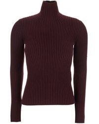 Max Mara - Turtleneck Sweater With Ribbed Design Wool Tops - Lyst