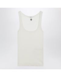 Versace - Cream Wool Tank Top With Logo Embroidery - Lyst