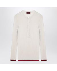Gucci - Silk Crewneck Sweater With Web Ribbon - Lyst
