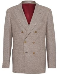 Brunello Cucinelli - Wool And Silk Double-Breasted Jacket - Lyst