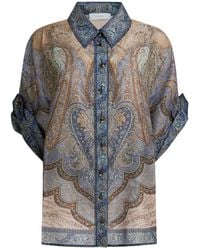 Zimmermann - Wanderlust Short-Sleeved Silk Shirt - Lyst