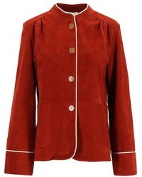 forte_forte - Forte_Forte Suede Band Collar Jacket - Lyst