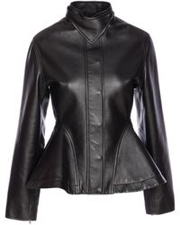 Alaïa - Leather Peplum Jacket - Lyst