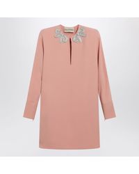 Valentino - Silk Short Dress With Embroidered Bows - Lyst