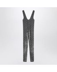 Gucci - Velvet Jumpsuit With Crystal Gg Embroidery - Lyst