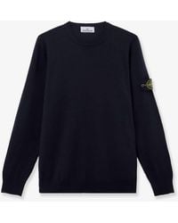 Stone Island - Wool Sweater With Side Logo Patch - Lyst