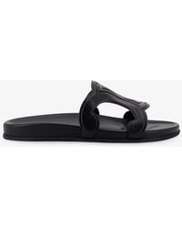 Celine - Triomphe Leather Sandals - Lyst