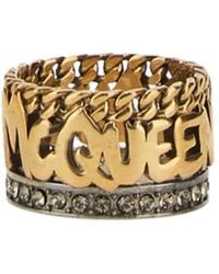 McQueen - Antiqued Gold Graffiti Ring - Lyst