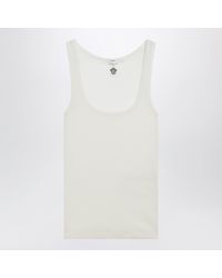Versace - Cream Wool Tank Top With Logo Embroidery - Lyst