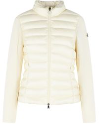Moncler - Padded Virgin Wool Cardigan With Ivory Zip - Lyst