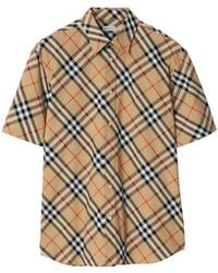 Burberry - Short Sleeved Check Cotton Shirt - Lyst