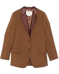 Fendi - Caramel Wool Blend Blazer - Lyst