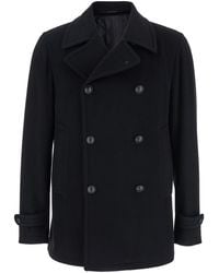 Tagliatore - Double-Breasted Coat With Wide Notched Revers - Lyst