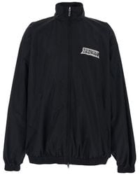 Balenciaga - Jacket With High Collar And Logo On Front And Back In - Lyst