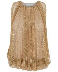 Sportmax - Top With Mesh Design And All-Over Rhinestone Application - Lyst