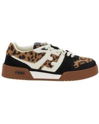 Fendi - Match' Low Top Sneakers With Ff Application And Leopard Motif - Lyst