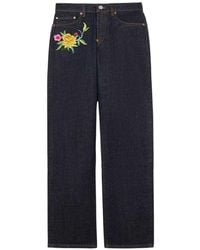 KENZO - Wildflower' Straight-Leg Japanese Denim Trousers - Lyst