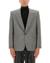 Saint Laurent - Prince Of Wales Wool Single-breasted Blazer - Lyst