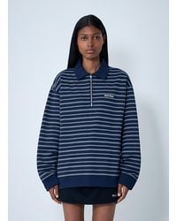 Miu Miu - Striped Zip-Up Polo Shirt - Lyst