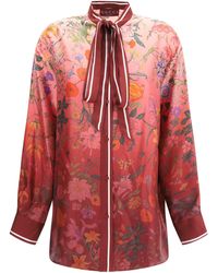 Gucci - Silk Shirt With Flora Print - Lyst